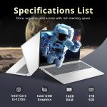 ⁦HP 15.6" HD Touchscreen Laptop, Intel i3-1215U, 16GB RAM, 1TGB PCIe SSD, Number Pad, HD Webcam, Fast Charge, Intel UHD Graphics, Win 11, Silver, 128GB Hotface USB Card⁩ - الصورة ⁦2⁩