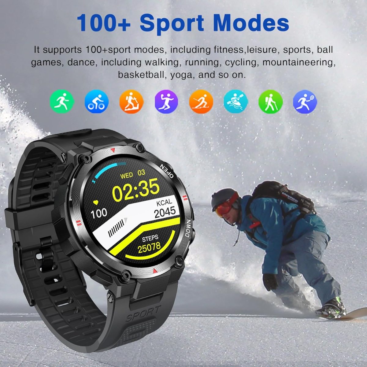 ⁦Aolon Tetra R2 Smart Watch (Answer/Make Call) for Men Women-black⁩ - الصورة ⁦4⁩