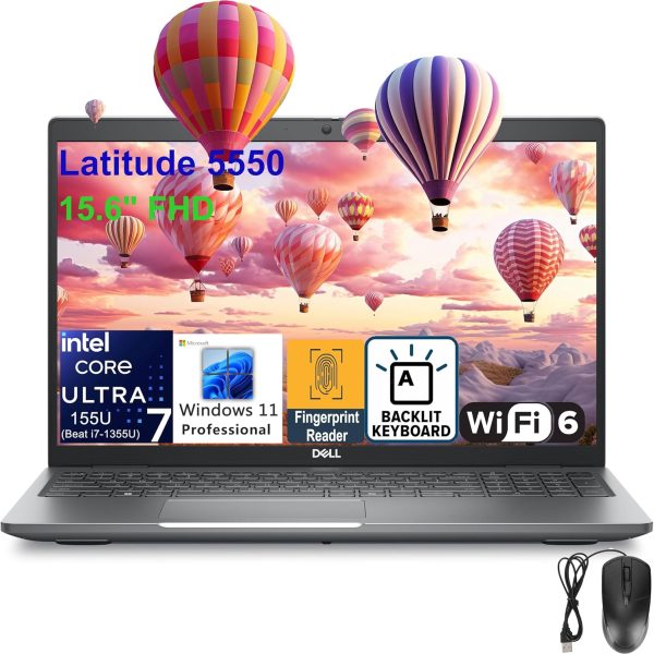 Dell Latitude 15 5000 5550 15.6" FHD Business Laptop Computer, Intel Ultra 7 155U (Beat i7-1355U), 64GB DDR5 RAM, 1TB SSD, WiFi 6, Bluetooth 5.3, Backlit Keyboard, Fingerprint Reader, Windows 11 Pro
