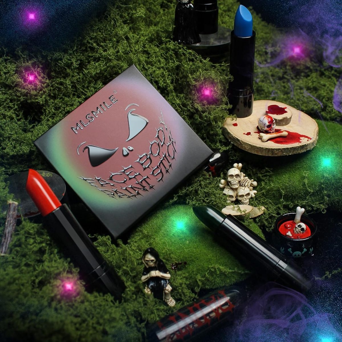 ⁦Petansy 8 Colors Vivid Vampire Matte Lipstick, Dark Blue Green Black Red Matte Lipstick Lip Stain Sets, Long Lasting Waterproof Velvet Lip Stick for Halloween Christmas Cosplay Makeup⁩ - الصورة ⁦4⁩