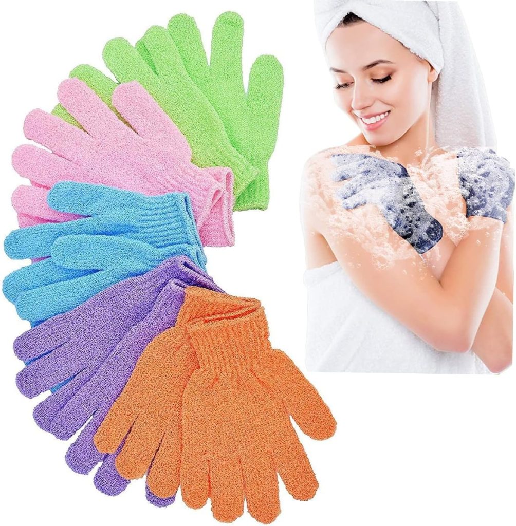 10Pcs Bath Gloves, Natural Mitts Gloves for Men and Women Use,Shower Gloves Body Spa Makes Skin Soft and Healthy (10)
