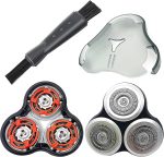 SH90 Shaving Head Compatible with Philips Series 9000 (with Blade Holder), SH90 Replacement Shaving Head for Philips Razor Series 9000(9xxx) 8000(8xxx) (with Protective Case, Double Brush)