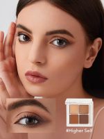 ⁦SHEGLAM Cosmic Crystal Eyeshadow Quad 4-Color Matte Glitter Eyeshadow Palette Rose Gold Warm Peach Brown Long Lasting Ultra Pigmented Smooth Blendable Eyeshadow-Higher Self⁩ - الصورة ⁦3⁩
