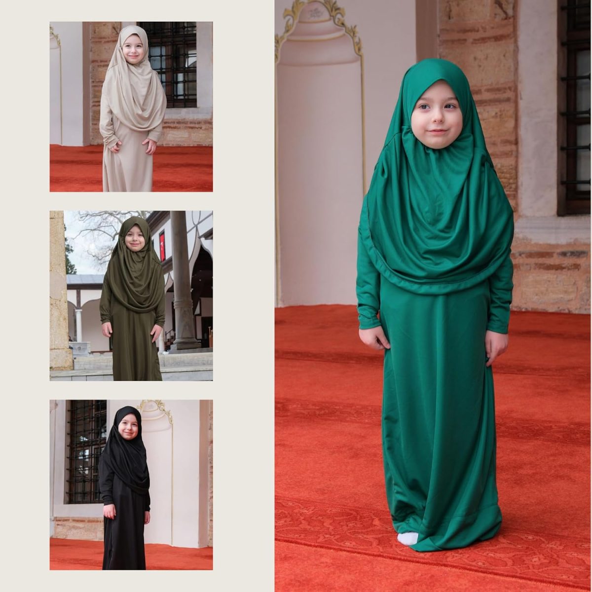⁦LOCCO Prayer Dress For Kids | One Piece Long Sleeve Prayer Dresses For Girls | Islamic Kids Hijab Clothes For 6-11 Years Old⁩ - الصورة ⁦7⁩