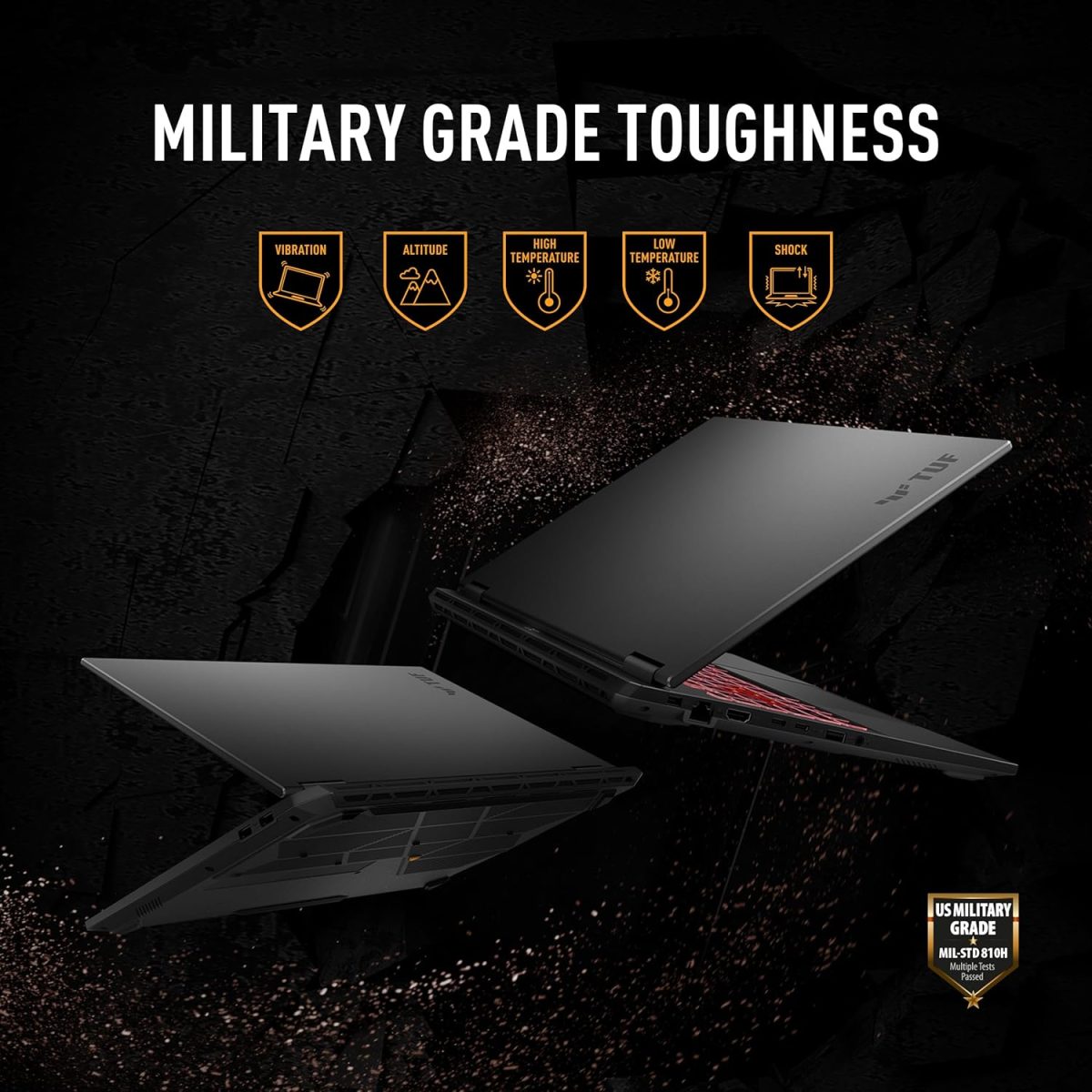 ⁦ASUS TUF Gaming F16 Inch FHD +165Hz,FX608JHR-RV001W,Intel Core i7 14650HX CPU 16-core,RTX5050 (8GB DDR7), DDR5 16GB RAM, 1TB M2 SSD,AR-EN Backlit Keyboard 1-Zone RGB,Dolby, FHD Cam,2.2KG,Win 11,Gray⁩ - الصورة ⁦6⁩