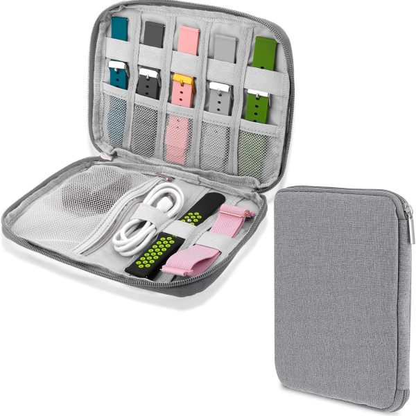 NALACAL Watch Band Storage Organizer Bag - Waterproof Case for Smart Watch Straps and Accessories, Compatible with All Watch Bands, Portable Carrying Case (Grey)