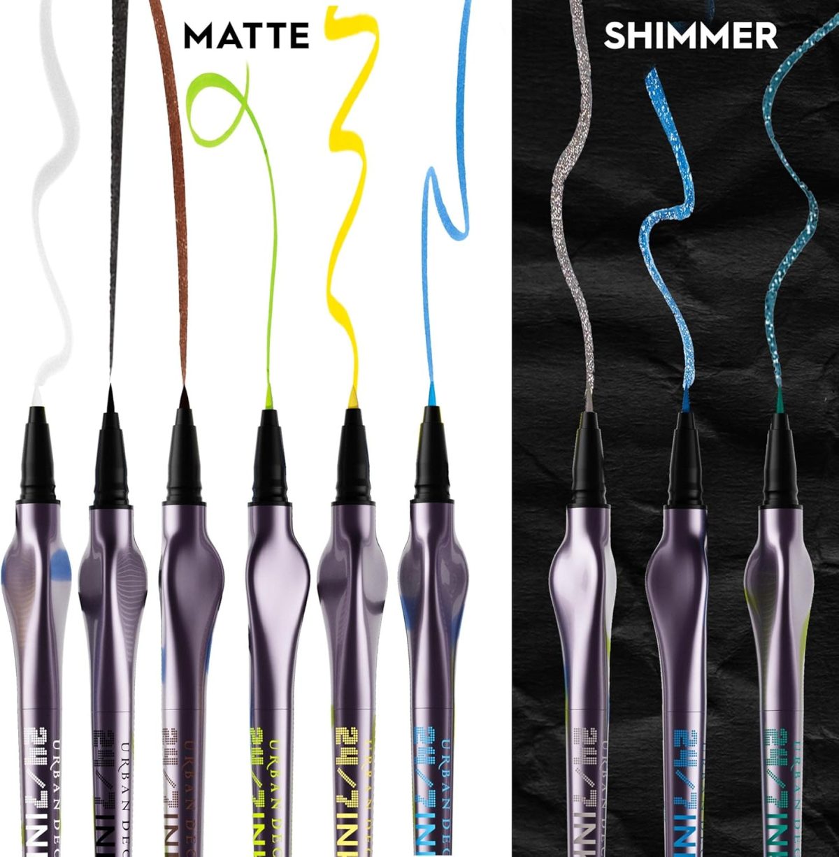 ⁦Urban Decay 24/7 Inks Liquid Eyeliner Pen – Water-Resistant, Smudge-Proof – Up to 24HR Wear – Ergonomic Grip – Vegan & Cruelty Free – Zero (Matte Black, Brush Tip)⁩ - الصورة ⁦7⁩
