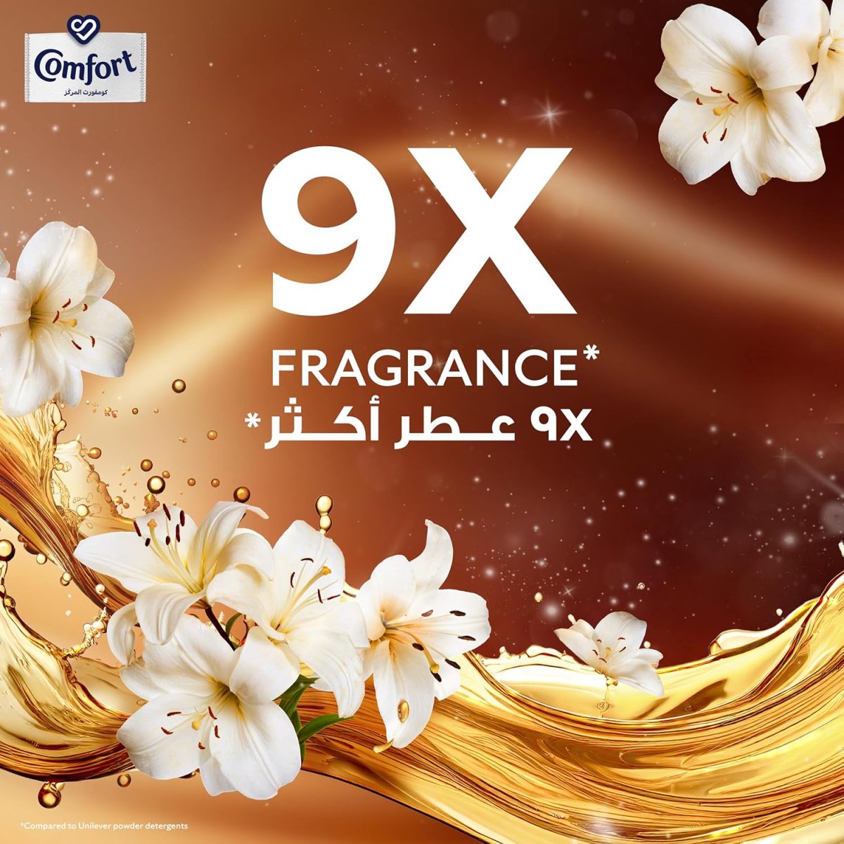 ⁦Comfort Concentrate Fabric Softener, Lily Musk & Caramel, 9x fragrance*, 900ml⁩ - الصورة ⁦5⁩