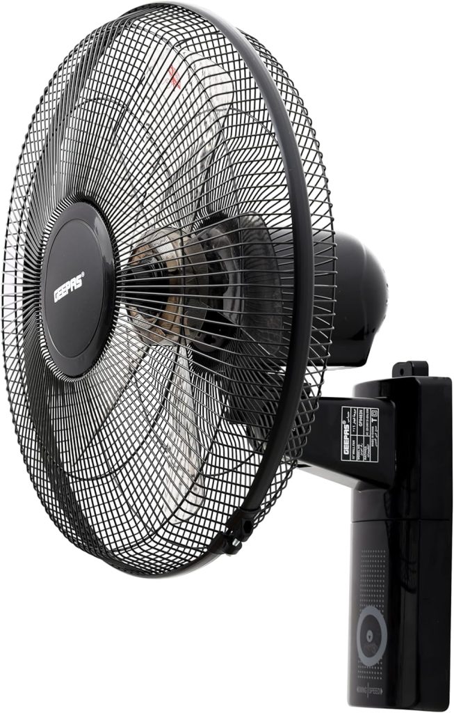 Geepas 16-Inch Table Fan | 3 Speed Settings With Oscillating/Rotating And Static Feature | Electric Wall Mount Cooling Fan For Home, Green House, Work Room Or Office Use | 2 Year Warranty