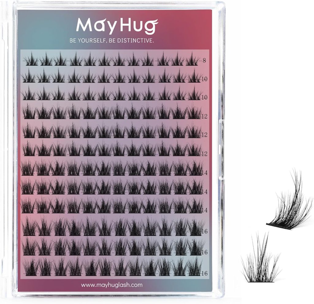 Mayhug 3D Cluster Lashes Fluffy 8-18MM Individual Eyelashes 144Pcs Lashes Cluster C Curl Lashes Individual Cluster DIY Eyelash Extensions at Home(Starry)