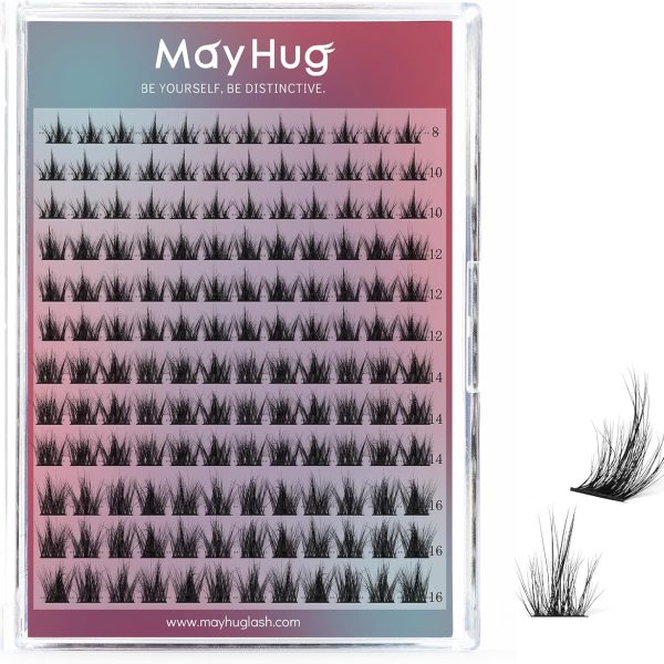 Mayhug 3D Cluster Lashes Fluffy 8-18MM Individual Eyelashes 144Pcs Lashes Cluster C Curl Lashes Individual Cluster DIY Eyelash Extensions at Home(Starry)
