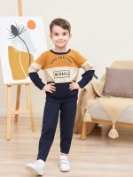 ⁦Yoxindax Toddler Kid Boy Clothe Colorblock Letter Fall Winter 2PC Outfit Set⁩ - الصورة ⁦2⁩