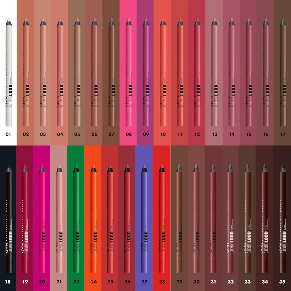 ⁦NYX Professional Makeup Line Loud Lip Pencil, Waterproof, Infused with Jojoba Oil, Smooth Comfy Lips, Soft Matte Finish, Vegan Formula, No Wine-ing⁩ - الصورة ⁦7⁩
