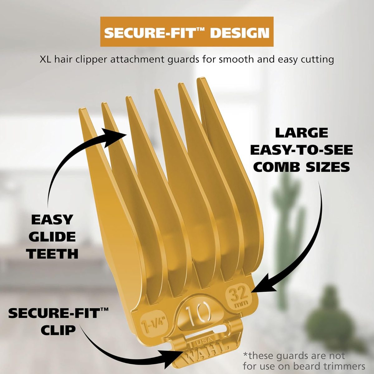 ⁦Wahl Hair Clipper Genuine Secure Fit Attachment Guard Set for Long Hair Styles and Fades, 2 Full Size Hair Clipper Guide Combs for Increased Cutting Performance - Model 3025025⁩ - الصورة ⁦3⁩