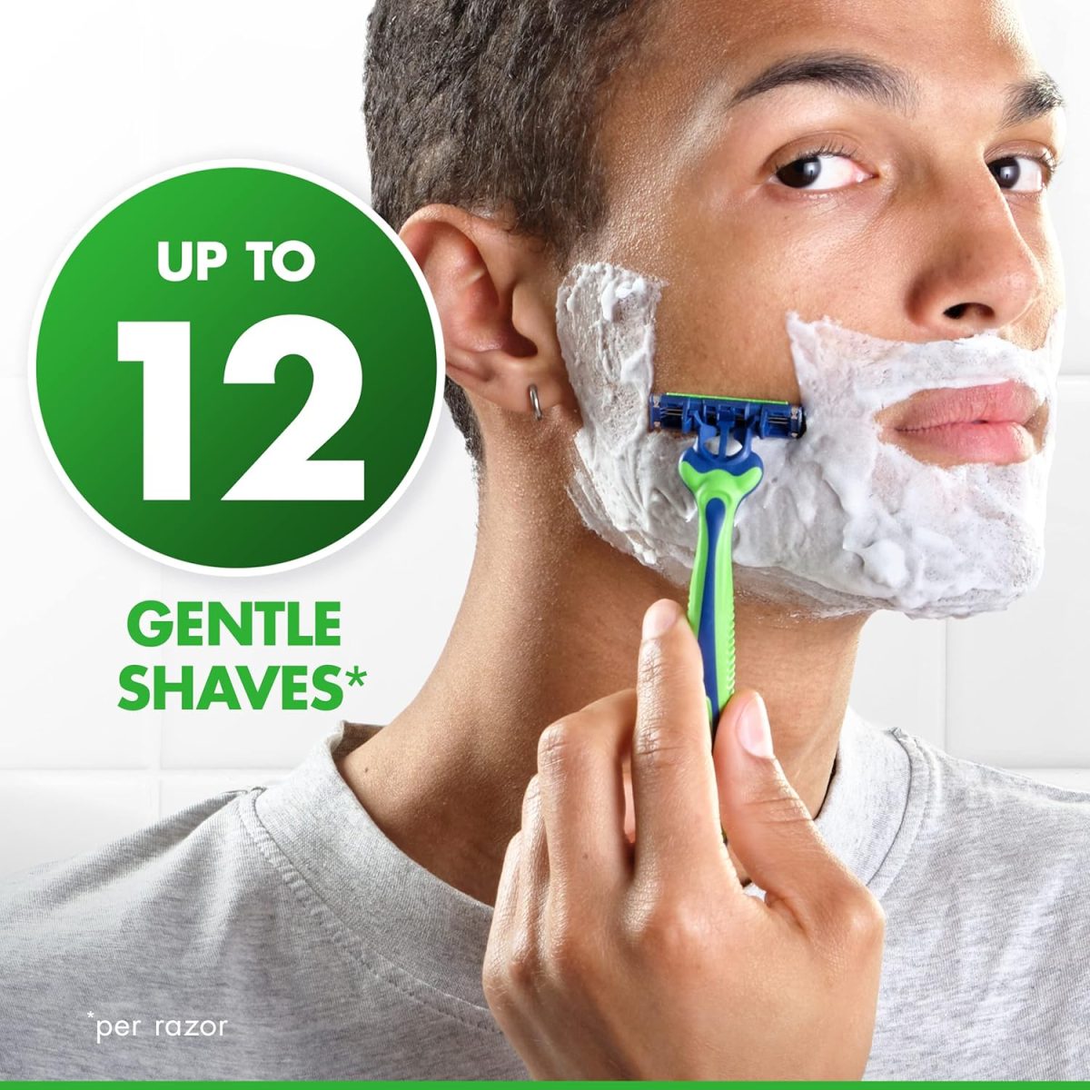 ⁦Gillette Sensor3 Sensitive Disposable Razors for Men, Enhanced Lubrastrip Glides Easily Over Your Skin, 8 Count (Pack of 2)⁩ - الصورة ⁦4⁩