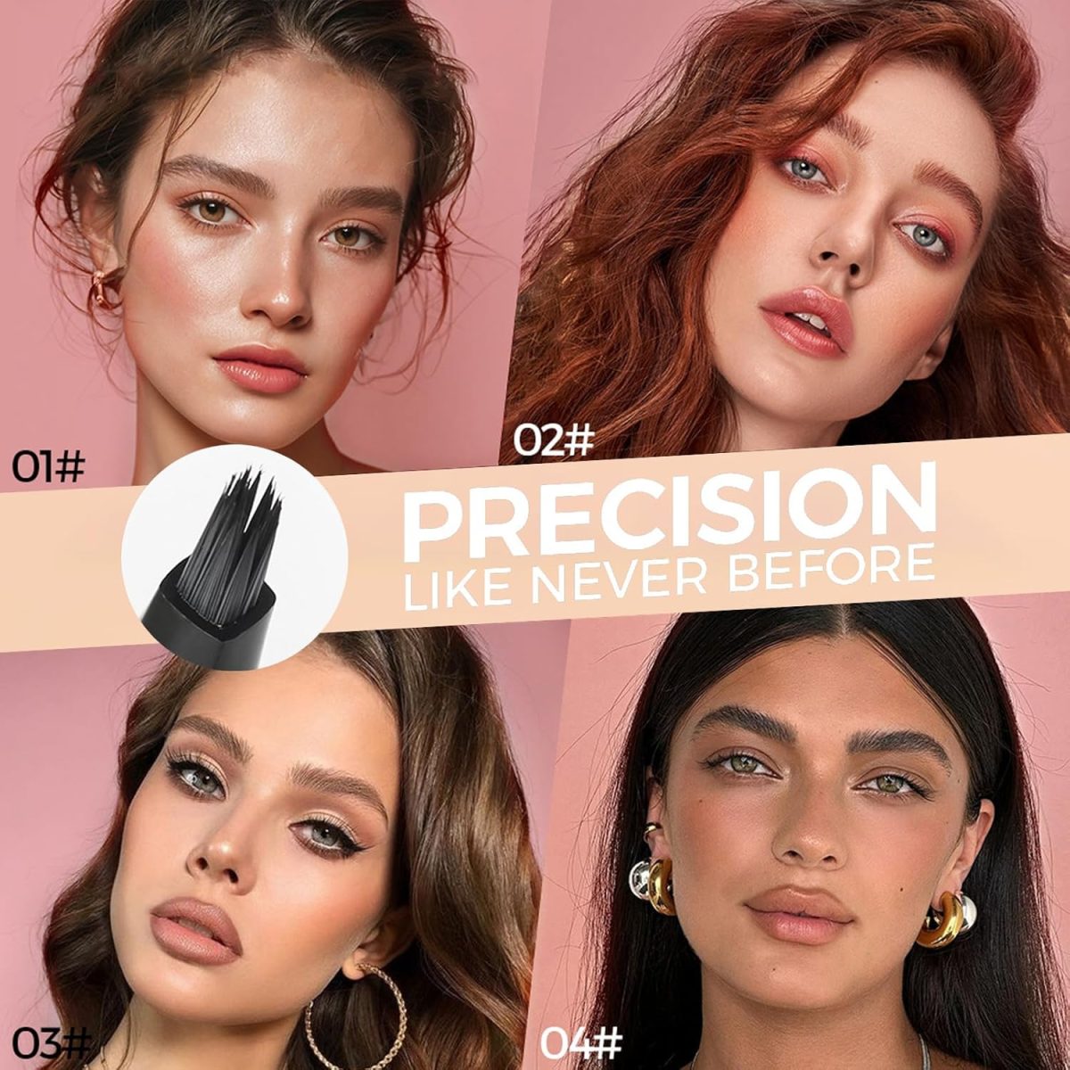 ⁦Magical Eyebrow Pen Set, 3-in-1 Liquid Microblading Eyebrow Pencils for Women, Waterproof, Quick-Drying, Upgraded Square Angled Tip for Wild Natural-Looking Brows, All Day (Brown)⁩ - الصورة ⁦3⁩