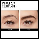 ⁦Maybelline Medium Brown TattooStudio Up to 36HR Sharpenable Longwear Waterproof Eyebrow Pencil, Defined Brows, Pigment Brow Pencil, 1 Count⁩ - الصورة ⁦4⁩
