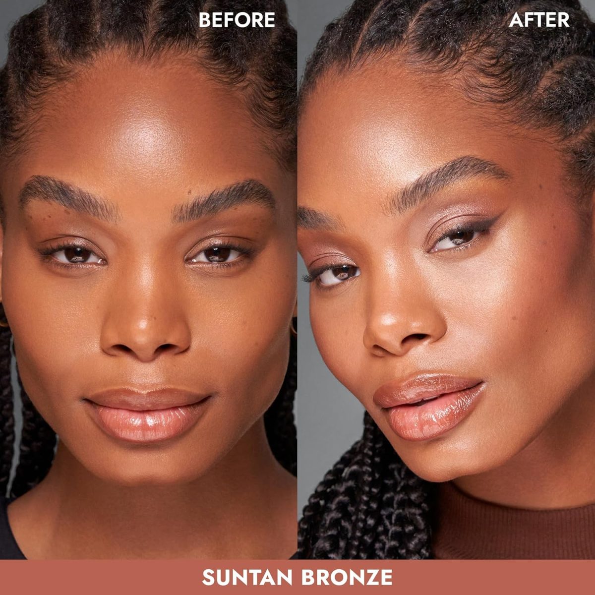⁦Azonee Monochromatic Bronzer Duo with Highlighting Brush, Suntan Bronze, Soft Matte & Luminous Finish, Achieve Custom High-Impact Bronze Glow⁩ - الصورة ⁦3⁩