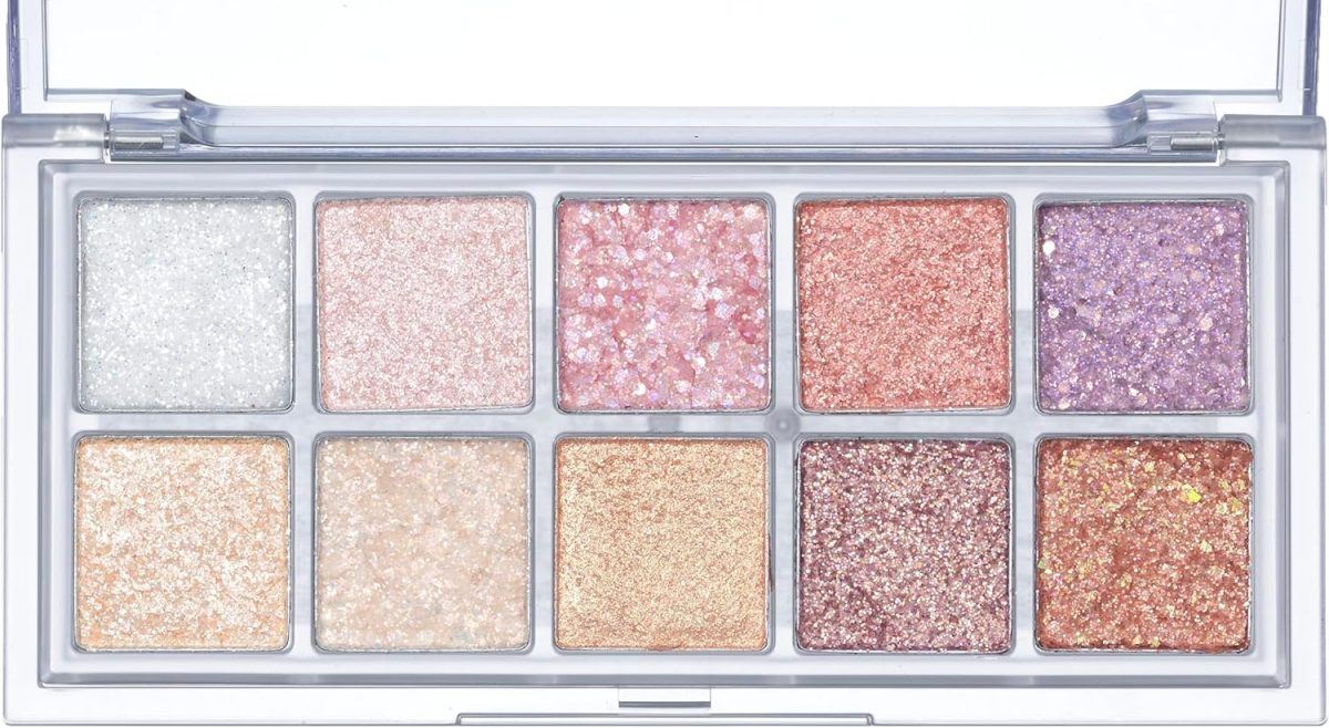 ⁦rom&nd Better Than Palette 102g (00 Light & Glitter Garden) | Eye Makeup Palette, Matte & Shimmer Eye Shadow, Sparkling Glittery, various 10 shades, Long Lasting, High Pigmented, Blendable, Warm Tones⁩ - الصورة ⁦2⁩