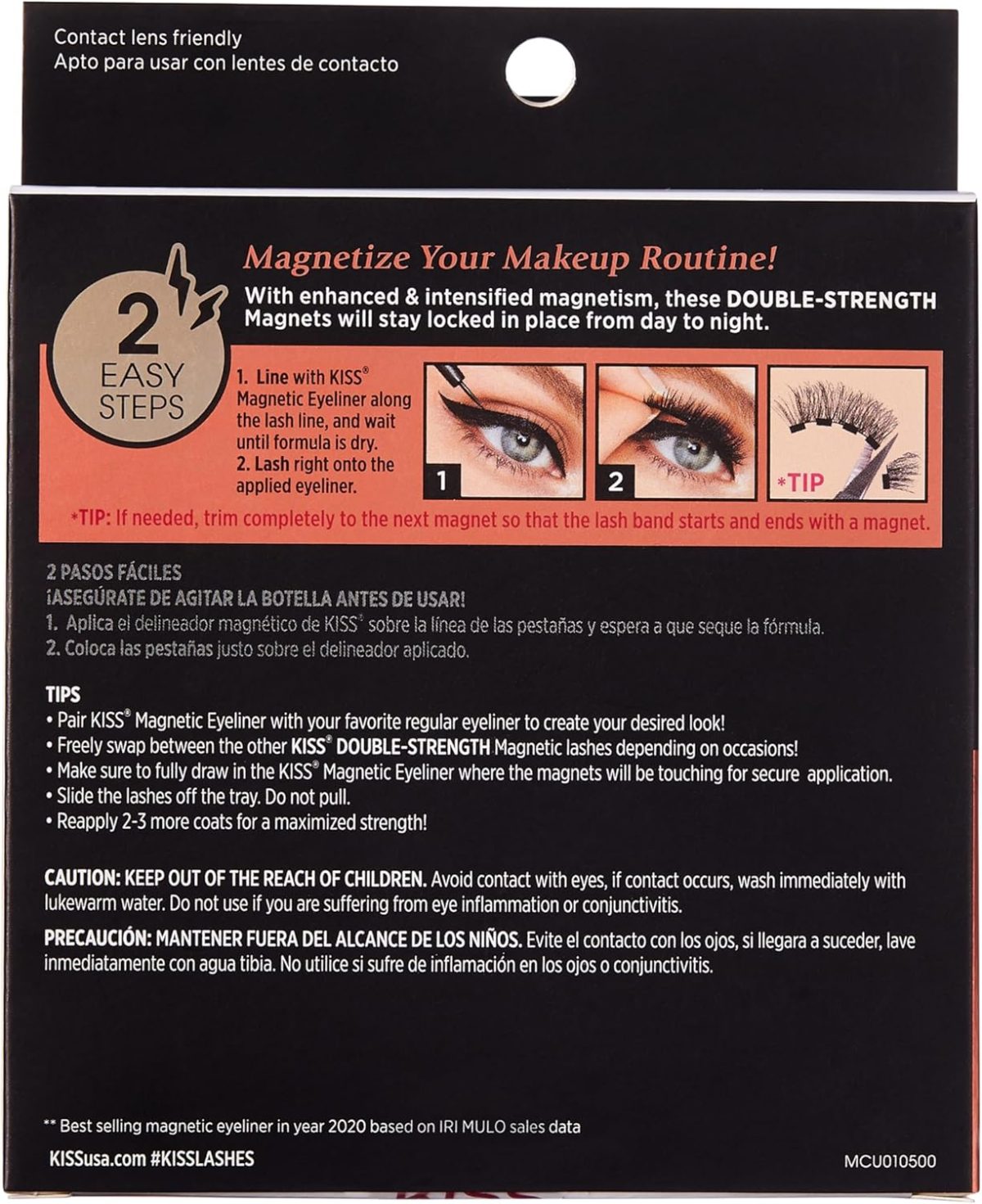 ⁦KISS Magnetic Curation False Eyelashes, 3 Pair with 5 Double Strength Magnets, Wind Resistant, Dermatologist Tested, Last Up To 16 Hours, Reusable Up To 15 Times in 3 Styles, Black, 3 Count⁩ - الصورة ⁦3⁩