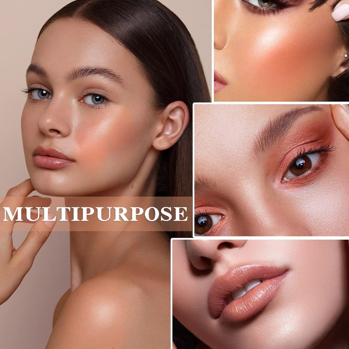 ⁦3 Pcs Blush Stick With Brush, Waterproof Multi Cream Makeup, Lightweight, Long-lasting, Easy To Use, 2 in 1 Multi Stick for Cheeks, Lip Tint & Eyeshadow, for All Skin⁩ - الصورة ⁦4⁩