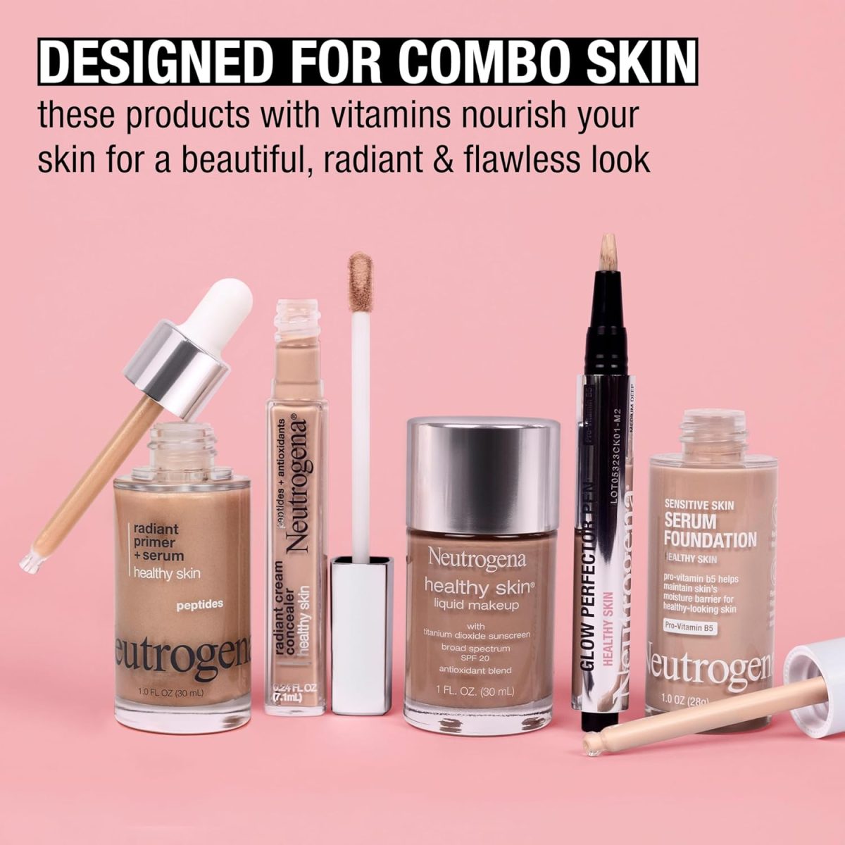 ⁦Neutrogena Healthy Skin Glow Perfector Concealer Pen, Lightweight Liquid Makeup for Face with Pro-Vitamin B5 & Vitamin E for a Radiant Finish, Fair, 0.1 oz⁩ - الصورة ⁦8⁩