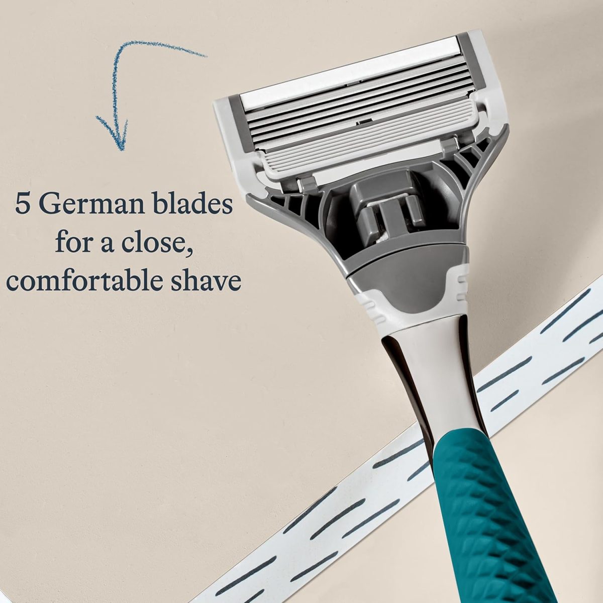 ⁦Harry's Razors for Men - Winston Razor: 5 Blade Razor with Lubricating Strip & Precision Trimmer and 1 Razor Blade Refill⁩ - الصورة ⁦5⁩