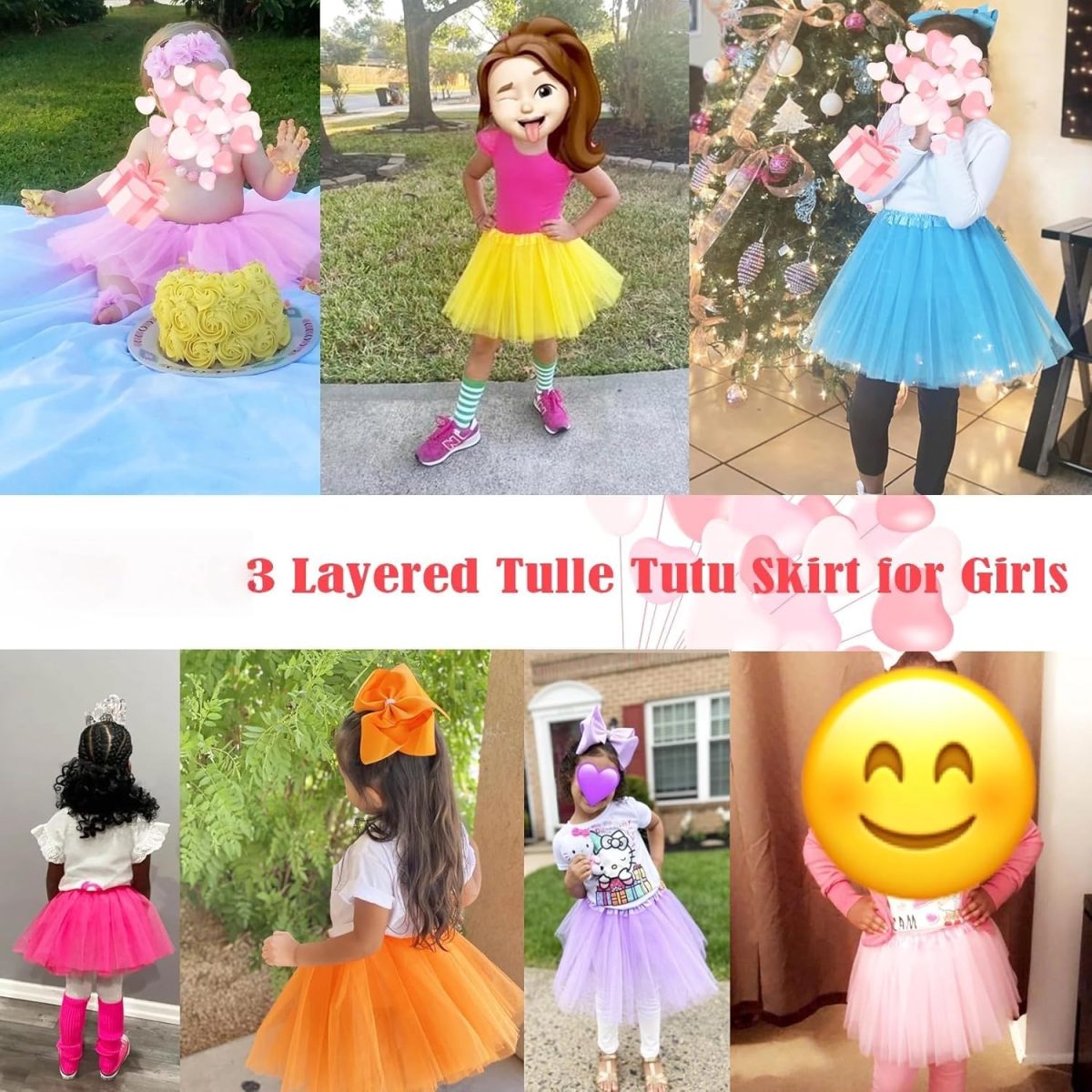 ⁦THE WHITE SHOP Kids Tutu Skirts 3 Layered Tulle, Fit Most 4-11 yrs Little & Big Girls for Dance Party Costume⁩ - الصورة ⁦6⁩