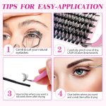 ⁦DIY Eyelash Extension Kit 280pcs Individual Lashes Cluster D Curl, 9-16mm Mix Lash Clusters with Lash Bond and Seal and Lash Applicator Tool for Self Application at Home (30D+40D-0.07D-9-16MIX KIT)⁩ - الصورة ⁦5⁩