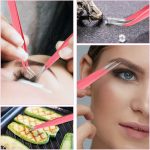 ⁦GNAFOTU 100 Pieces Eyelash Extension Pink Glue Pallet Pads with Curved Tip Tweezers for Eyelash Extension False Lash Application Tools.⁩ - الصورة ⁦5⁩