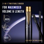 ⁦Max Factor Masterpiece 2-in-1 Lash Wow Mascara, Lengthening and Volumising, Twist-to-Transform Brush, Ultra-Intense Black, High Shine Finish, No Flakes, Vegan Formula, 003, Midnight Black, 7ml (0.2oz)⁩ - الصورة ⁦3⁩