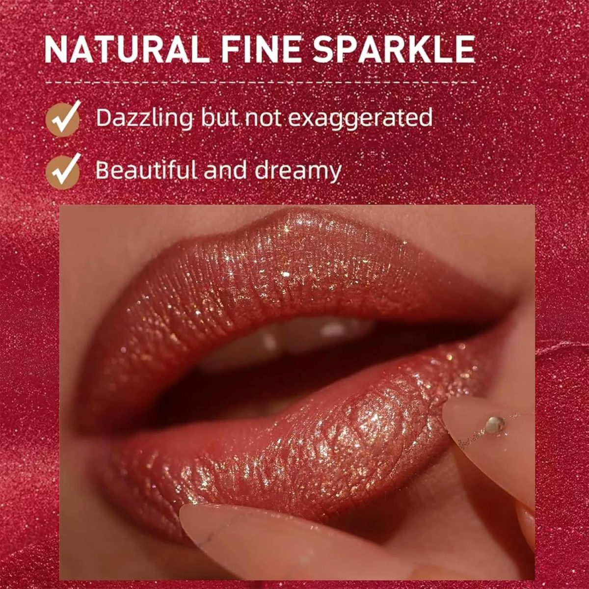 ⁦3 Colors Diamond Shimmer Metallic Lipstick Set, Velvet Glow Long Lasting Lipstick with High Pigment & Moisturizing Formula, Non-Stick Cup Waterproof Glitter Lip Gloss, Gift for Women⁩ - الصورة ⁦4⁩