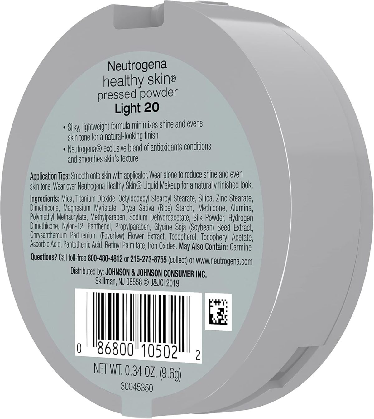 ⁦Neutrogena Healthy Skin Pressed Makeup Powder Compact with Antioxidants & Pro Vitamin B5, Evens Skin Tone, Minimizes Shine & Conditions Skin, Light 20,.34 oz⁩ - الصورة ⁦12⁩