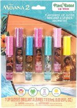 Disney Moana 7 Piece Plant Based Lip Gloss, Girls Party Favors, First Makeup Set for Girl, Perfect for Parties, Sleepovers, and Birthday Gifts, Ages 3+, by Townley Girl