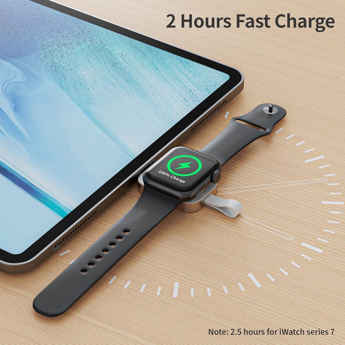 ⁦Excefore Portable Apple Watch Charger，iWatch Wireless Charger with USB C Fast Charging Magnetic Travel Charger for Apple Watch Series 8 7 SE 6 5 4 3 2⁩ - الصورة ⁦4⁩