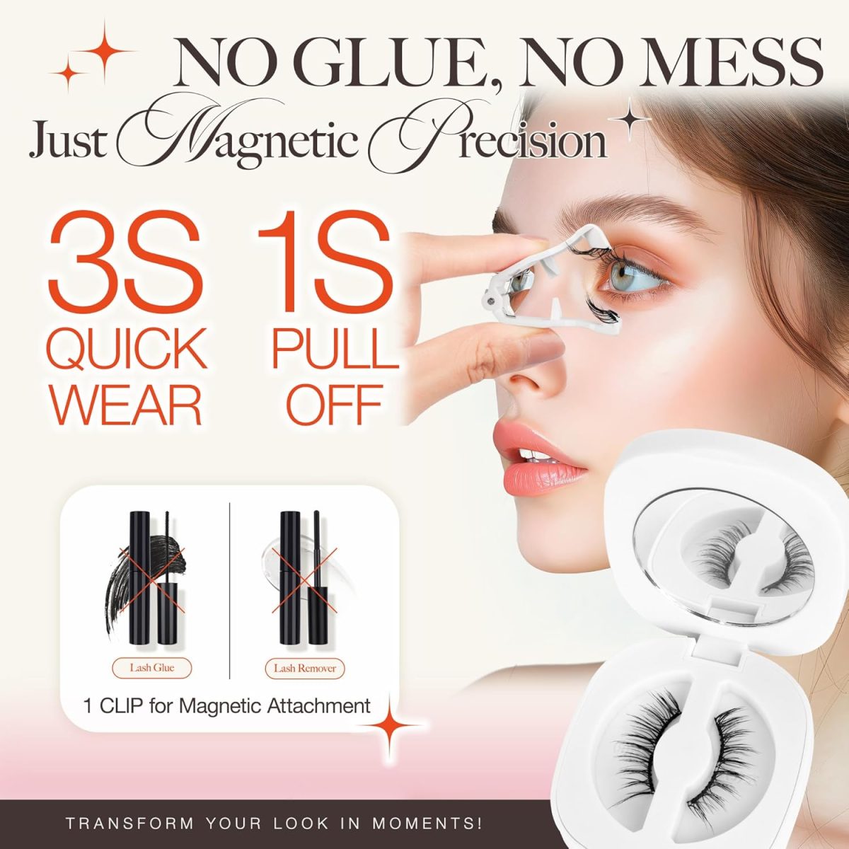 ⁦LASHVIEW Magnetic Eyelashes Natural Look, 1 Pair Reusable Magnetic Eyelashes with Applicator, No Glue Needed Magnetic Eyelashes Magnetic Lashes Kit, Easy to Wear and Remove (02)⁩ - الصورة ⁦7⁩