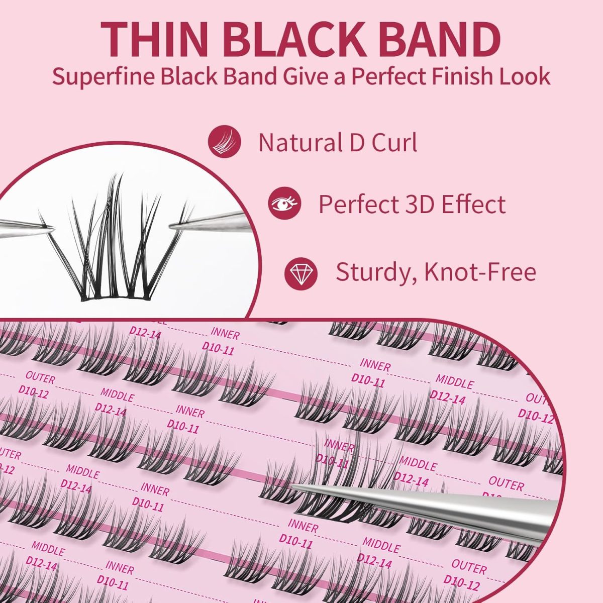 ⁦Mlen Diary Eyelash Extensions, 132 Pieces, 10-14 mm, C Curl, Individual Eyelashes, DIY Eyelash Extension Cluster, Individual Cluster Lashes, Natural Look Fake Lashes⁩ - الصورة ⁦4⁩
