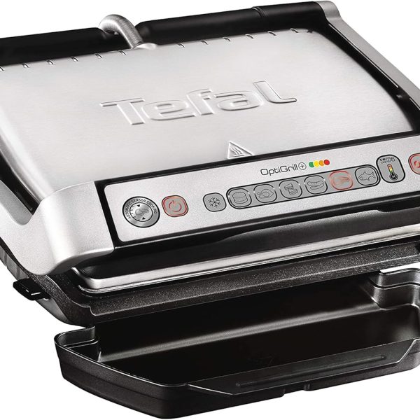TEFAL OPTIGRILL+ | Indoor Electric Grilling | 6 Automatic Programs + Manual Mode With 4 Temperature Settings | Removable plates and juice tray | 2000W | Stainless Steel | 2 Years Warranty | GC712D28