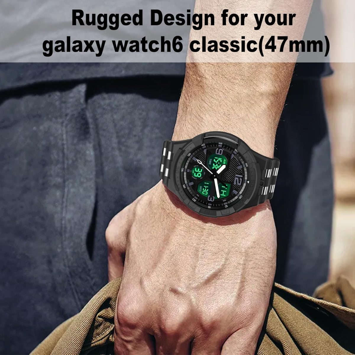 ⁦T-ENGINE Band Compatible with Samsung Galaxy Watch 6 Classic 47mm Band with Case, Rugged One-Piece Case with Band for Galaxy 6 Classic 47mm (2023)⁩ - الصورة ⁦6⁩