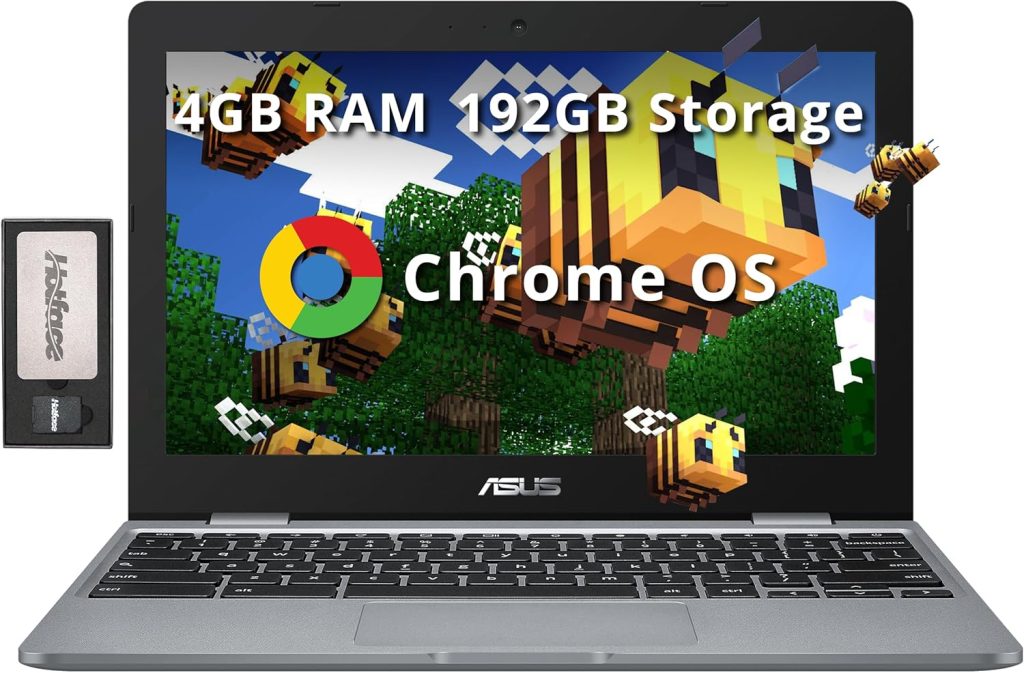 ASUS Chromebook 11.6" HD Student Laptop, Intel Celeron N3350, 4GB RAM, 192GB Storage (32GB eMMC+160GB Docking Station), Intel UHD Graphics, HD Camera, Stereo Speakers, Chrome OS, Gray