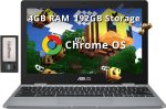ASUS Chromebook 11.6" HD Student Laptop, Intel Celeron N3350, 4GB RAM, 192GB Storage (32GB eMMC+160GB Docking Station), Intel UHD Graphics, HD Camera, Stereo Speakers, Chrome OS, Gray