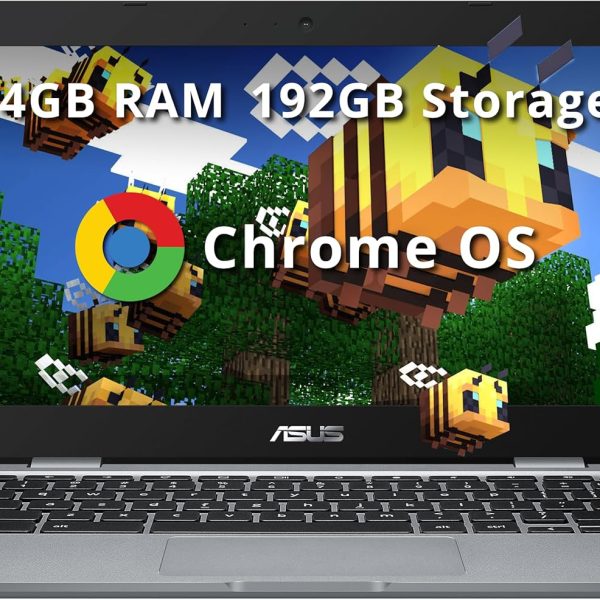 ASUS Chromebook 11.6" HD Student Laptop, Intel Celeron N3350, 4GB RAM, 192GB Storage (32GB eMMC+160GB Docking Station), Intel UHD Graphics, HD Camera, Stereo Speakers, Chrome OS, Gray