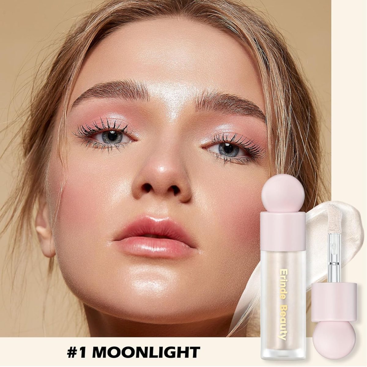 ⁦Erinde Liquid Highlighter Makeup, Shimmer Cream Highlighter, Natural Light Face Highlighter, Brightening Liquid Highlight, Face Body Glow Makeup, Glow Drops Makeup, Glitter Highlighter Makeup⁩ - الصورة ⁦3⁩