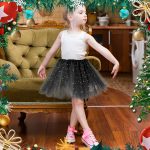 ⁦WLLHYF Girl Tutu Skirts,3Layers Tulle Sequin Star Ballet Dance Tutu Skirt Princess Christmas Skirt for Girl Toddler 2-8 Years⁩ - الصورة ⁦4⁩