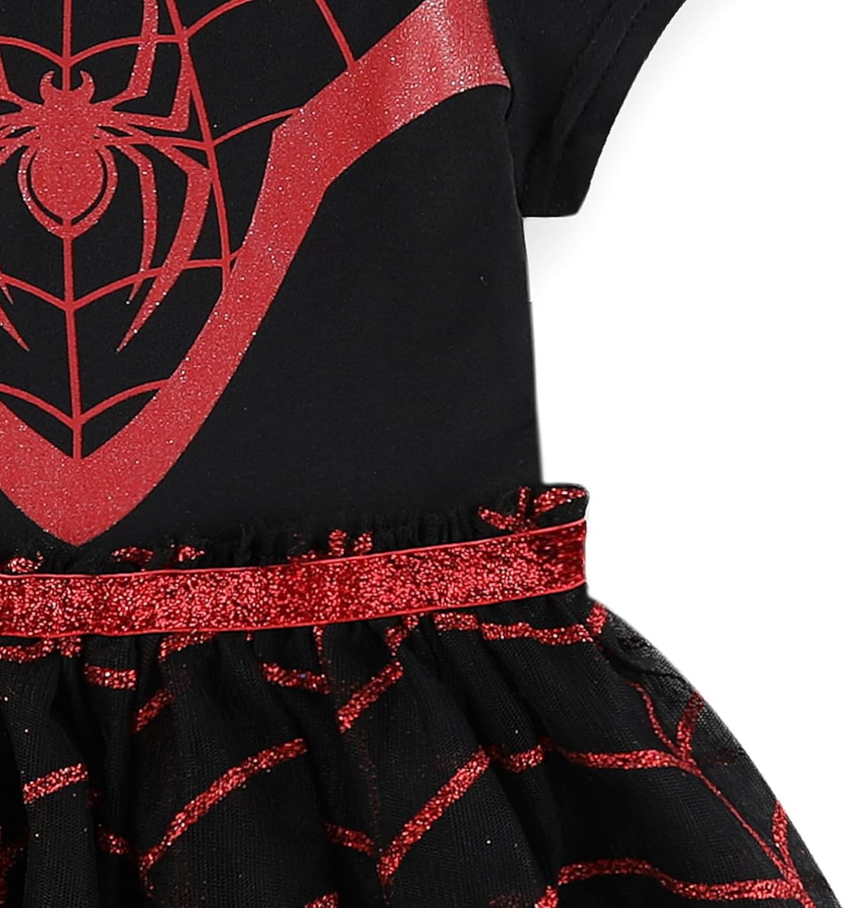 ⁦Marvel Miles Morales Spider-Man Girls Hooded Cosplay Tulle Dress for Toddlers⁩ - الصورة ⁦5⁩