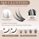 ⁦LASHVIEW DIY Cluster Eyelash Extensions 144 Pcs Reusable Individual Lashes Mega Volume Soft Black Synthetic Cluster Lashes⁩ - الصورة ⁦2⁩
