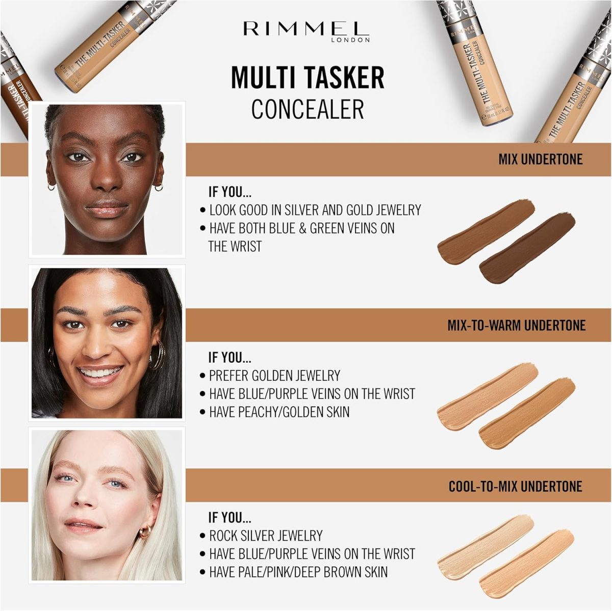 ⁦Rimmel London, Multi-Tasker Concealer, 090 Toffee, Crease-Proof, Transfer-Proof, Waterproof, Up To 24-Hour Wear, Vegan Formula, 0.33oz⁩ - الصورة ⁦4⁩