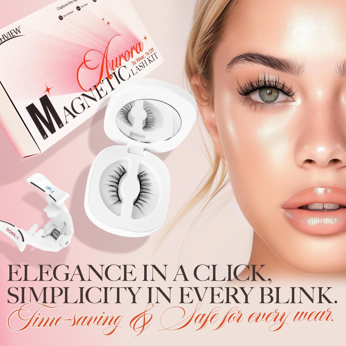 ⁦LASHVIEW Magnetic Eyelashes Natural Look, 1 Pair Reusable Magnetic Eyelashes with Applicator, No Glue Needed Magnetic Eyelashes Magnetic Lashes Kit, Easy to Wear and Remove (02)⁩ - الصورة ⁦8⁩