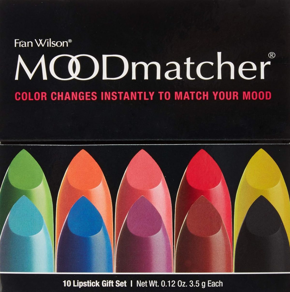 ⁦MOOD MATCHER Fran Wilson Lipstick, 10PC Collection of the Original Color-Change Lipstick - Maskproof, 12 HOUR Long Wear, Enriched with Aloe & Vitamin E for Ultra-Hydration, Waterproof, 0.12 oz.each⁩ - الصورة ⁦2⁩