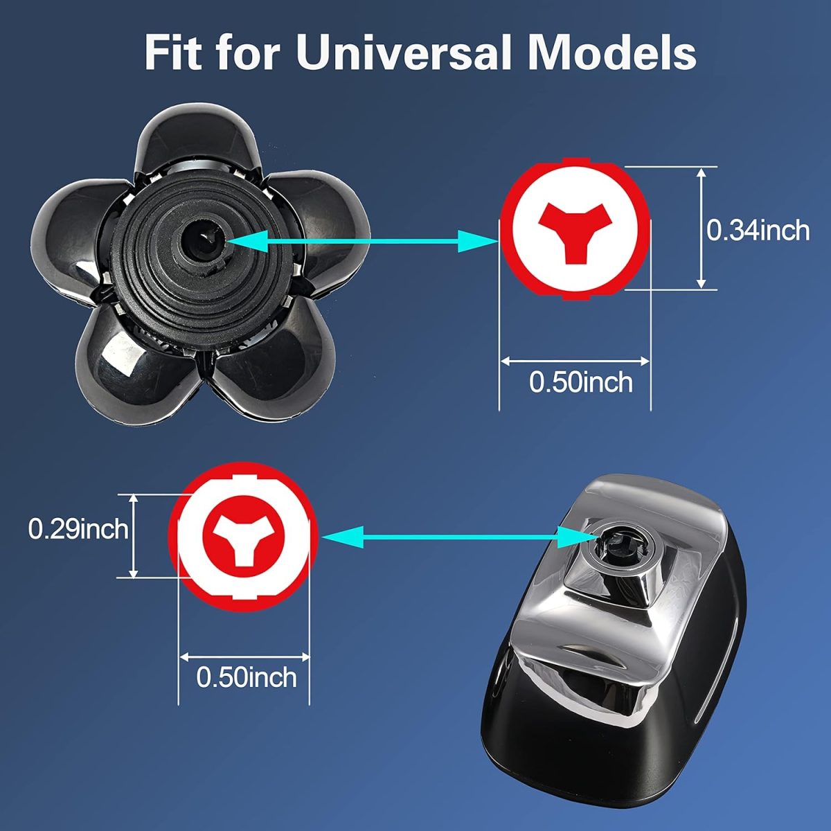 ⁦Auruveby 7d Electric Shaver Replacement Heads Bald 7 Head Razor Universal Replacement Head Wet and Dry Compatible Waterproof Replacement Head for Bald Men (Black)⁩ - الصورة ⁦2⁩